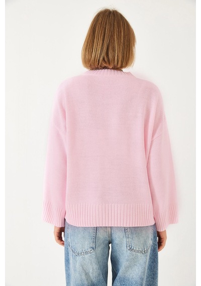 Shade Kadın Oversize Basic Triko Kazak 20247601 - Pembe
