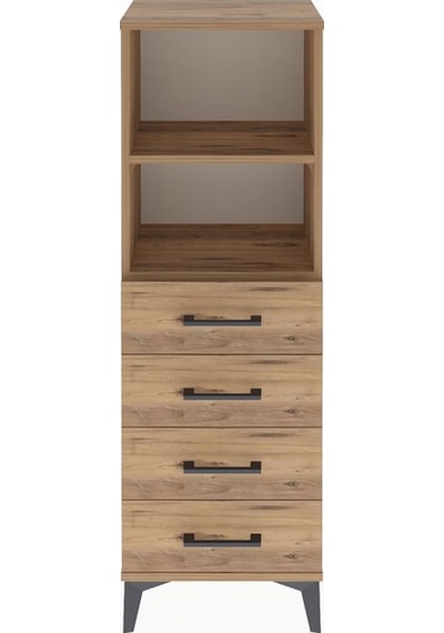 Arges Dolap 2 Raflı 4 Çekmeceli 44x30x134 Çam-çam Çam