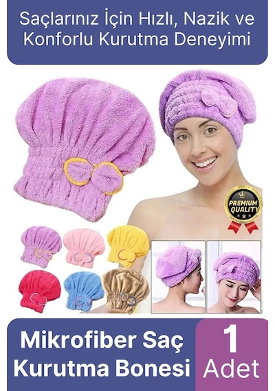 Premium Kalite Esnek Hızlı Emici Banyo Havuz Duş Mikrofiber Havlu Saç Kurutma Bonesi 30x25x16 Çok Renkli