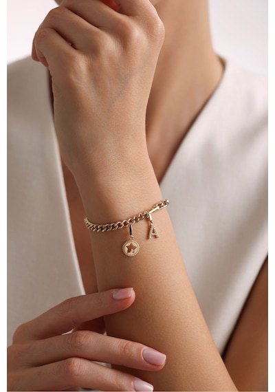 14 Ayar Altın Harf Charm & Yıldız Charm Gurmet Portoro Bileklik