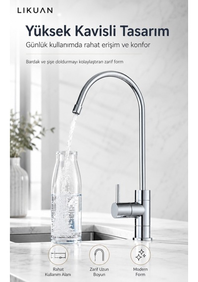 Premium Su Arıtma Musluğu Krom Tek Kollu Nsf Sertifikalı Ncps803cp Gümüş
