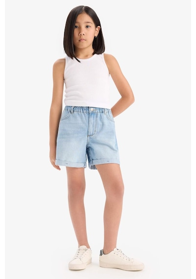Defacto Kız Çocuk Paperbag Jean Şort B8113a825smnm39 Mavi