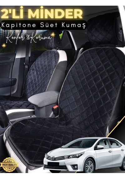 Toyota Corolla Uyumlu 2'li Süet Oto Koltuk Minderi Terletmez Universal Oto Aksesuar A6 Siyah