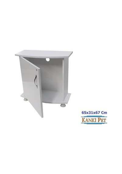 Kanki Pet Mdf Bombeli Akvaryum Sehpa Beyaz 65 x 31 x 67 CM