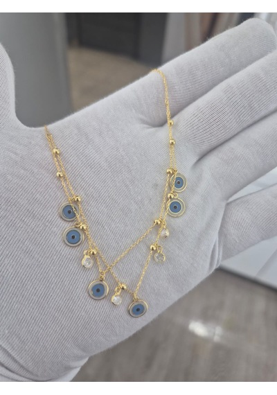 925 Ayar Papatya Silver Nazar Kolye.rose.gold.rodaj Gümüş