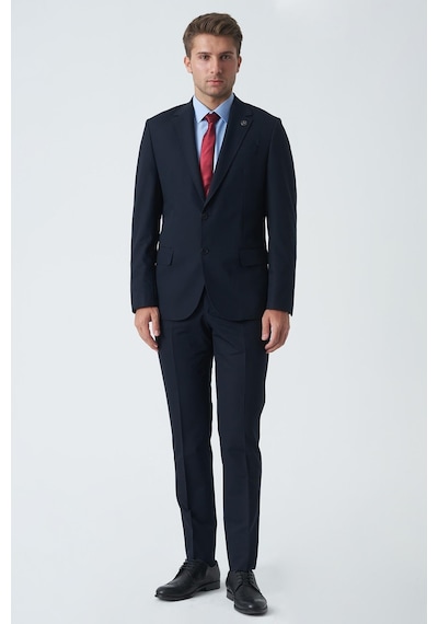 White Stone Carlisle T2455 Slim Fit 6 Drop Düz Takım Elbise Laci-laci Lacivert