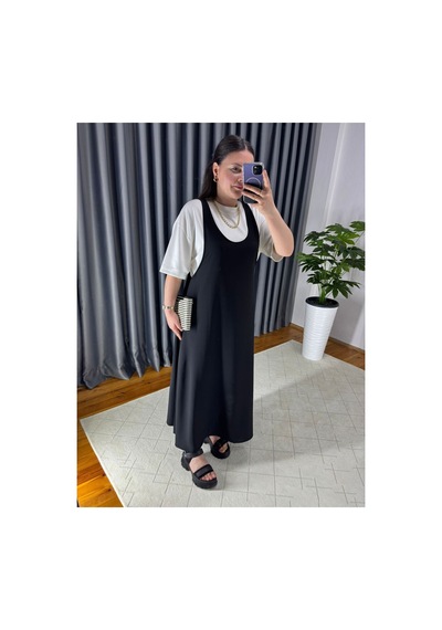Unika Boutique Tişört Kombinli Elbise Siyah