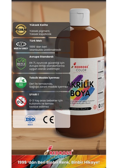 Red Rose Kahverengi Akrilik Boya 500  G