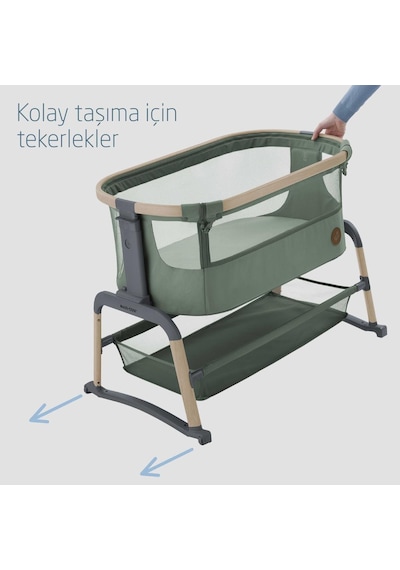Maxi-Cosi Iora Air Sallanabilen Ahşap Görünümlü Anne Yanı Beşik Beyond Green