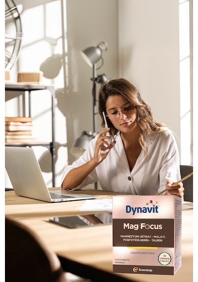 Dynavit Mag Focus 15 Çiğneme Tab - Magnezyum Malat & Sitrat, Fosfotidilserin, B6 & B12 Vitamini -