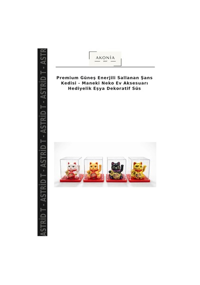 Premium Güneş Enerjili Sallanan Şans Kedisi - Maneki Neko Ev Aksesuarı Hediyelik Eşya Dekoratif Süs