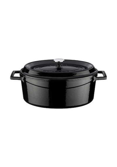 Signature Emailierten Dökme Demir Oval Dutch Oven 4 1/4 Quart, Obsidian Siyah, Dökme Demir, Obsidian Black, 4.