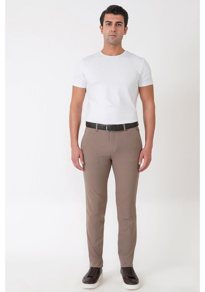 Slim Fit Yan Cep Esnek Yünlü Bej Pantolon P 1232