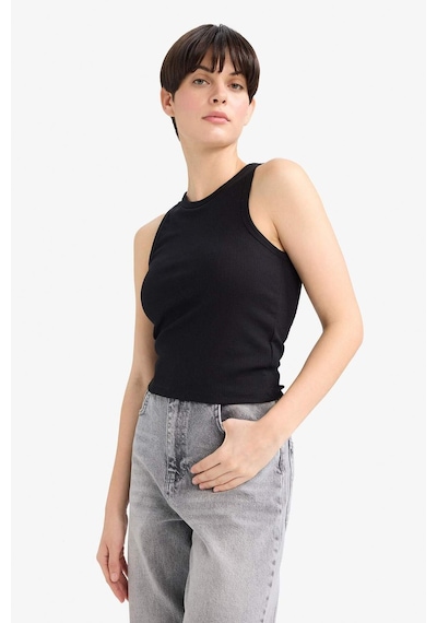 Defacto Slim Fit Dar Kesim Basic Düz Halter Yaka Fitilli Kaşkorse Pedli Atlet G0843ax25aubk81 Siyah