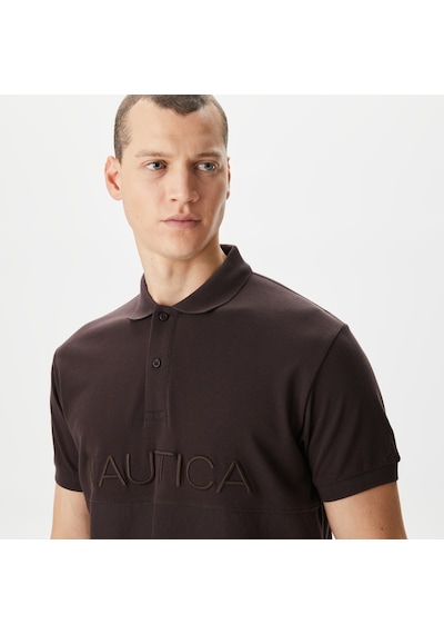 Nautica Erkek Kahverengi Classic Fit Kısa Kollu Polo Düz K45315t Kahverengi