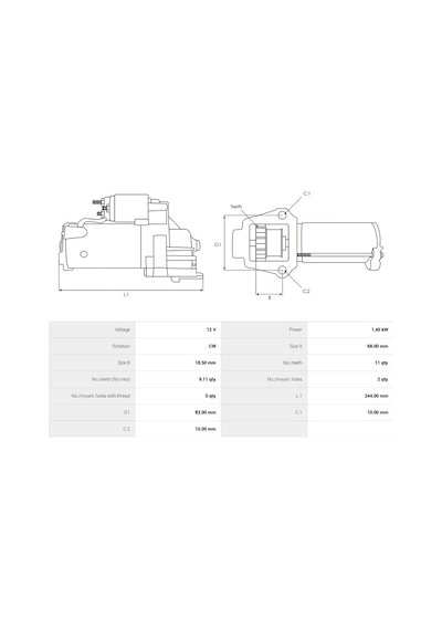 12v Marş Motoru Delco Tipi 11 Diş 1.7 Kw Chevrolet-cukurova-jungheınrıch Forklıft-mercury Marın