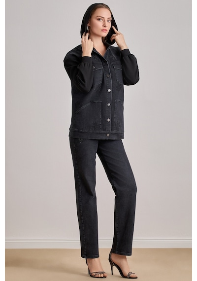 Slim Straight Siyah Jean Pantolon Siyah