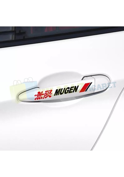 Honda Mugen Logo Kapı Kolu Jant Ayna Oto Sticker Yapıştırma 4 Ad 13 Cm-Kırmızı Renkler Sabittir