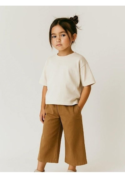 R.g Kız Çocuk Pamuklu Basic Crop T-shirt-15860 Beyaz