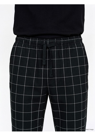 LC Waikiki Lc Waıkıkı Siyah Regular Fit Ekose Desenli Erkek Pijama Altı