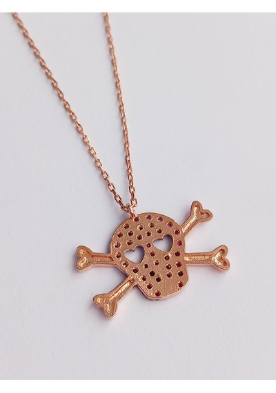 Ayar Gümüş Skull Kuru Kafa Gifürlü Zirkon Taşlı Trend Kolye Gold- Ayar Gümüş Skull Kuru Kafa Gifürlü Zirkon Taşlı Trend Kolye Gold-