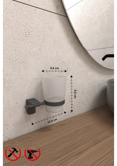 Alper Banyo Siyah Paslanmaz F1 Model Diş Fırçalık Siyah