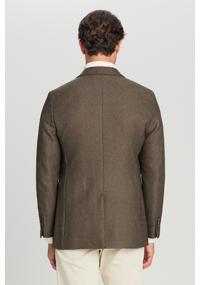 AC&Co / Altınyıldız Classics Erkek Hakı Slim Fit Dar Kesim Mono Yaka Kapak Cepli Blazer Ceket Hakı