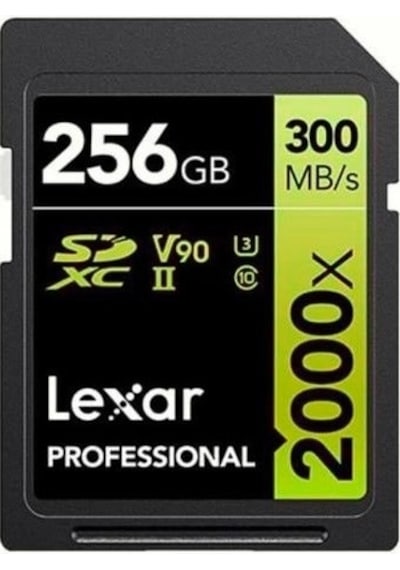 Lexar Professional 256 GB 2000X 300 MB/S 8K V90 SDXC Hafıza Kartı
