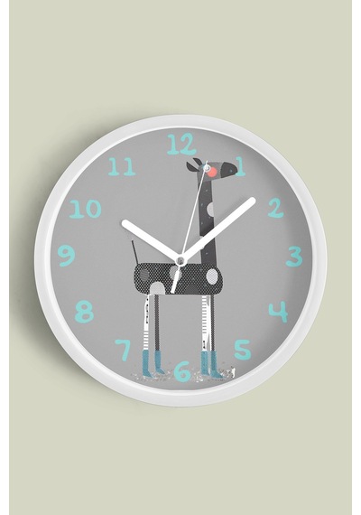 Sevimli Zürafa Çizimli Çocuk Odası Duvar Saati - 25cm - Önü Camlı Beyaz Kasa - Sessiz Mekanizma-jh1023 Beyaz