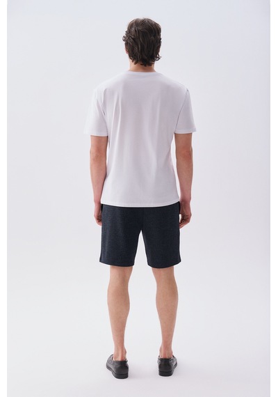 Mudo Erkek Erkek Beyaz Baskılı Comfort Fit Bisiklet Yaka T-shirt 1267928