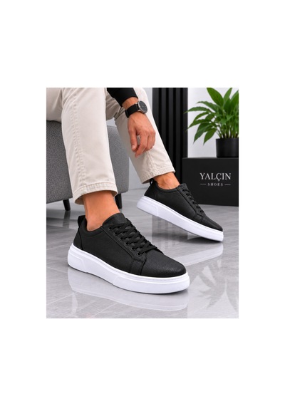 Yalçın Erkek Casual Bağcıklı Ortopedik Rahat Kaymaz Taban Sneaker Ayakkabı Siyah - 919615758 Siyah