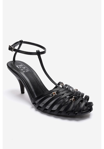 Luvishoes Ovıer Siyah Cilt Aksesuarlı Kadın Topuklu Ayakkabı