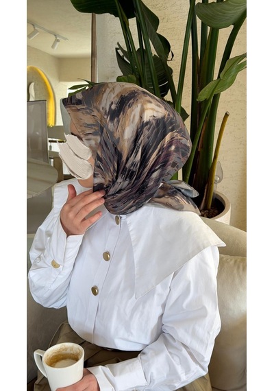 Qalortex Scarf Pamuklu Soft Lara Desen Eşarp-antrasit