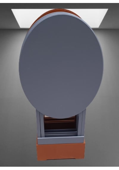 Çanta Zigon Sehpa Oval Model Dörtlü Ahşap Mdf Ceviz Ve Gri Renk Uyumu El Yapımı