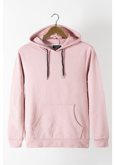 Terapi Men Erkek Pudra Kapüşonlu Kanguru Cepli Basic Sweatshirt Pudra