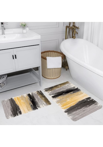 Eliana Home Dijital Baskılı 2'li Banyo Paspas Takımı Lna5177 Sarı