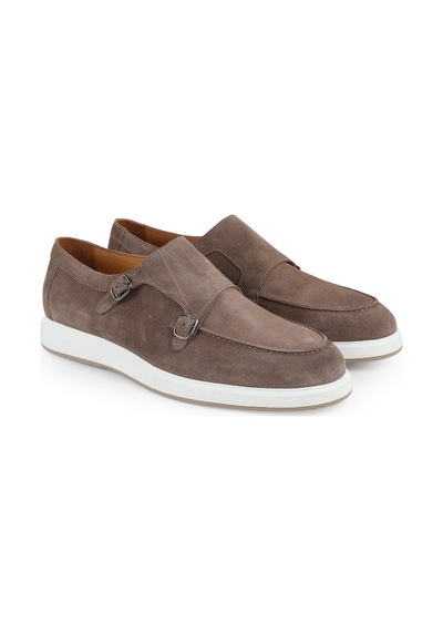 Lbr H1010 Hakiki Deri Monkstrap Loafer Erkek Süet Üst, Ortopedik Hafif Eva Taban, Casual Günlük Vizon Lbr H1010 Hakiki Deri Monkstrap Loafer Erkek Süet Üst, Ortopedik Hafif Eva Taban, Casual Günlük Vizon