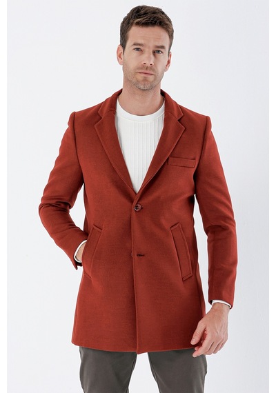 İmza Kiremit Kaşe Mono Yaka Kapitoneli Astar Slim Fit Dar Kesim Klasik Kaban 1008235171-Kiremit İmza Kiremit Kaşe Mono Yaka Kapitoneli Astar Slim Fit Dar Kesim Klasik Kaban 1008235171-Kiremit