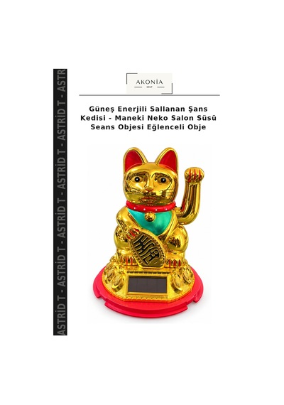 Güneş Enerjili Sallanan Şans Kedisi - Maneki Neko Salon Süsü Seans Objesi Eğlenceli Obje