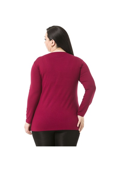 Disentis Büyük Beden Bisiklet Yaka Uzun Kollu Viskon Bordo Body Bordo