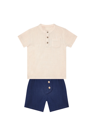 Denokids Erkek Bebek Çocuk Yazlık Müslin Şort Gömlek Takım