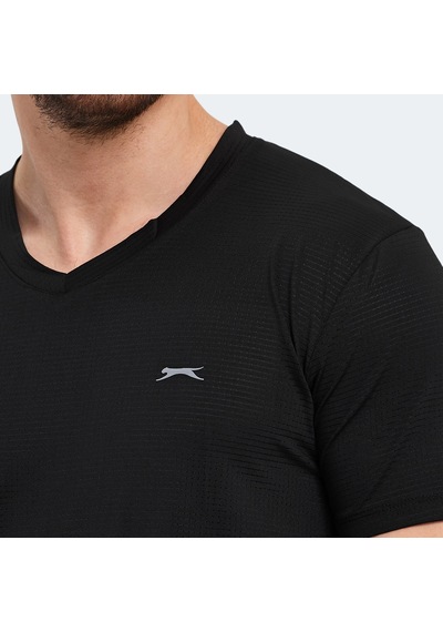 Slazenger KATRIINA Erkek V Yaka Siyah Tişört