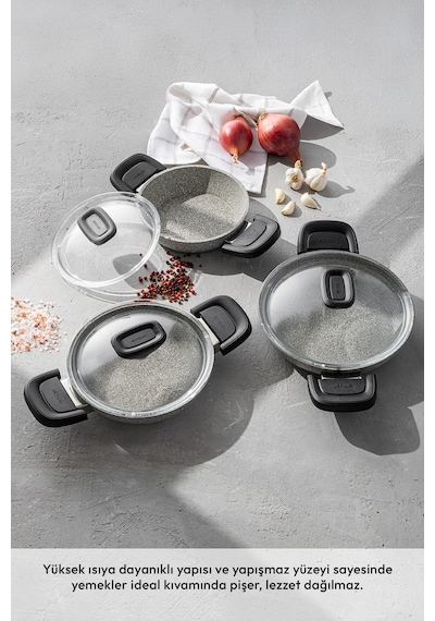 Emsan Fortis Granit 6 Parça Sahan Set Gri Gri