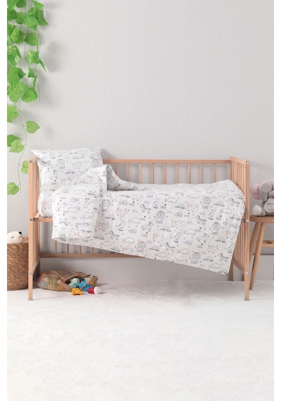 Baby %100 Pamuk Happy Bebek Nevresim Takımı - Beyaz