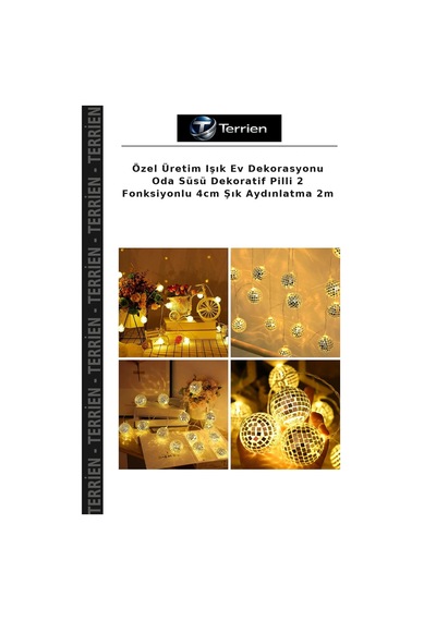 Özel Üretim Işık Ev Dekorasyonu Oda Süsü Dekoratif Pilli 2 Fonksiyonlu 4cm Şık Aydınlatma 2m Gün Işığı