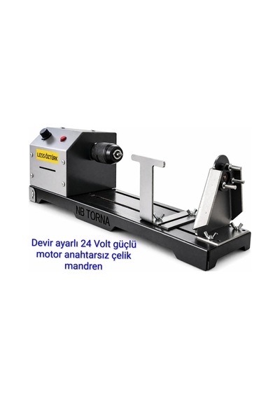 Lefs Öztürk Hobi Torna Makinesi 24 Volt Devir Ayarlı Güçlü Motor Anahtarsız Çelik Mandren