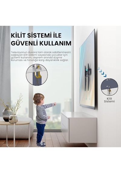 Ayrex Tvtech Tv-4085 Televizyon Duvar Askı Aparatı, 40"-85" İnç 102-216cm Vesa 400x400-600x400-600x500-700x500 Max