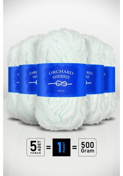 Aqua Mavi 5'li Paket 100 Gr / 60 M Tavşan Tüyü Dokulu Kalın Kürk Peluş Örgü İpi