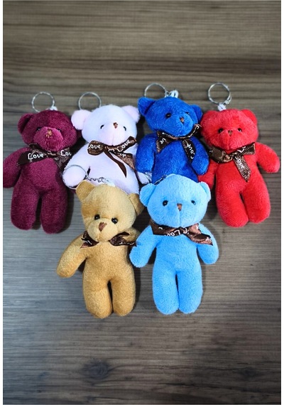 Peluş Ayıcık Anahtarlık Ve Çanta Süsü Hediyelik 12cm Boy 6 Adet