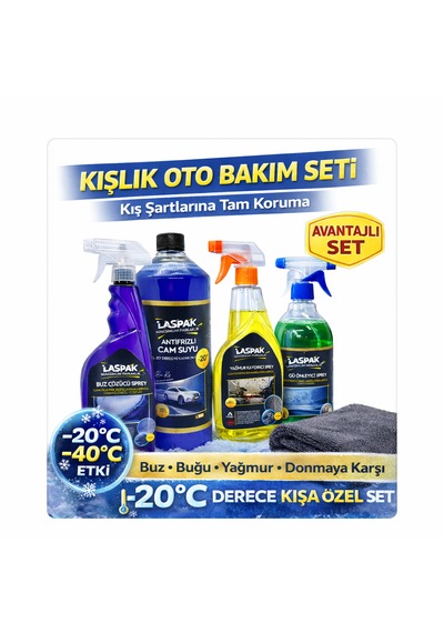 Kışa Hazır Oto Bakım Seti Antifrizli Cam Suyu 1l + Buz Çözücü Sprey + Yağmur Kaydırıcı